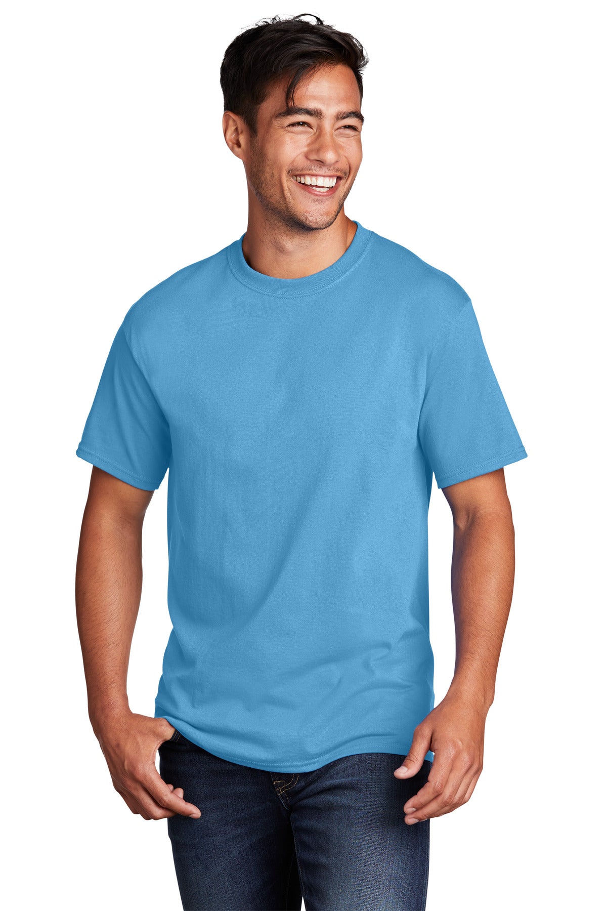 Front View of AquaticBl Port & Co Core Cotton DTG Tee PC54DTG - S