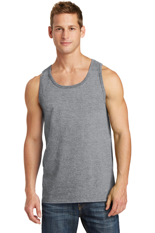 Front View of Athletic Hthr Port & Co Core Cotton Tank Top. PC54TT - S