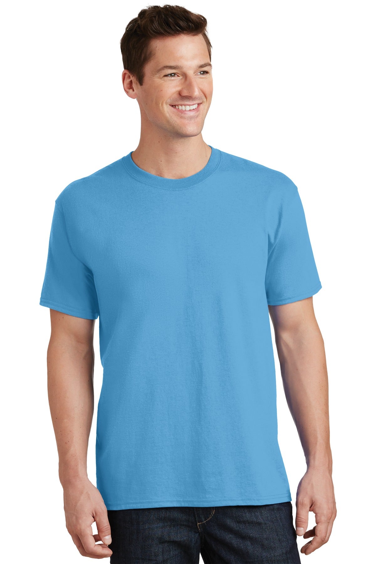 Front View of Aquatic Blue Port & Co Tall Core Cotton Tee PC54T - 3XLT