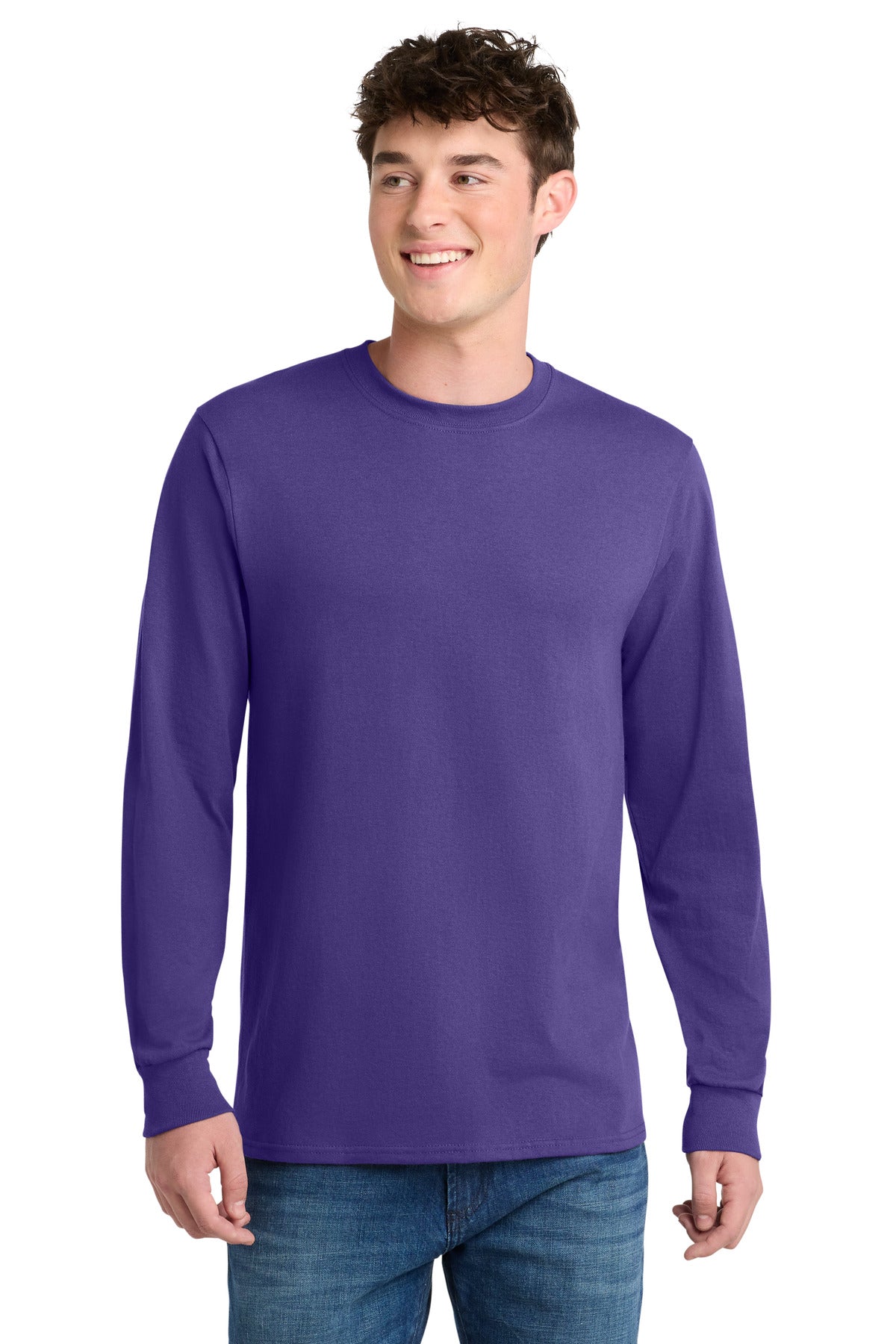 SanMar PC55LS_purple_model_front.jpg