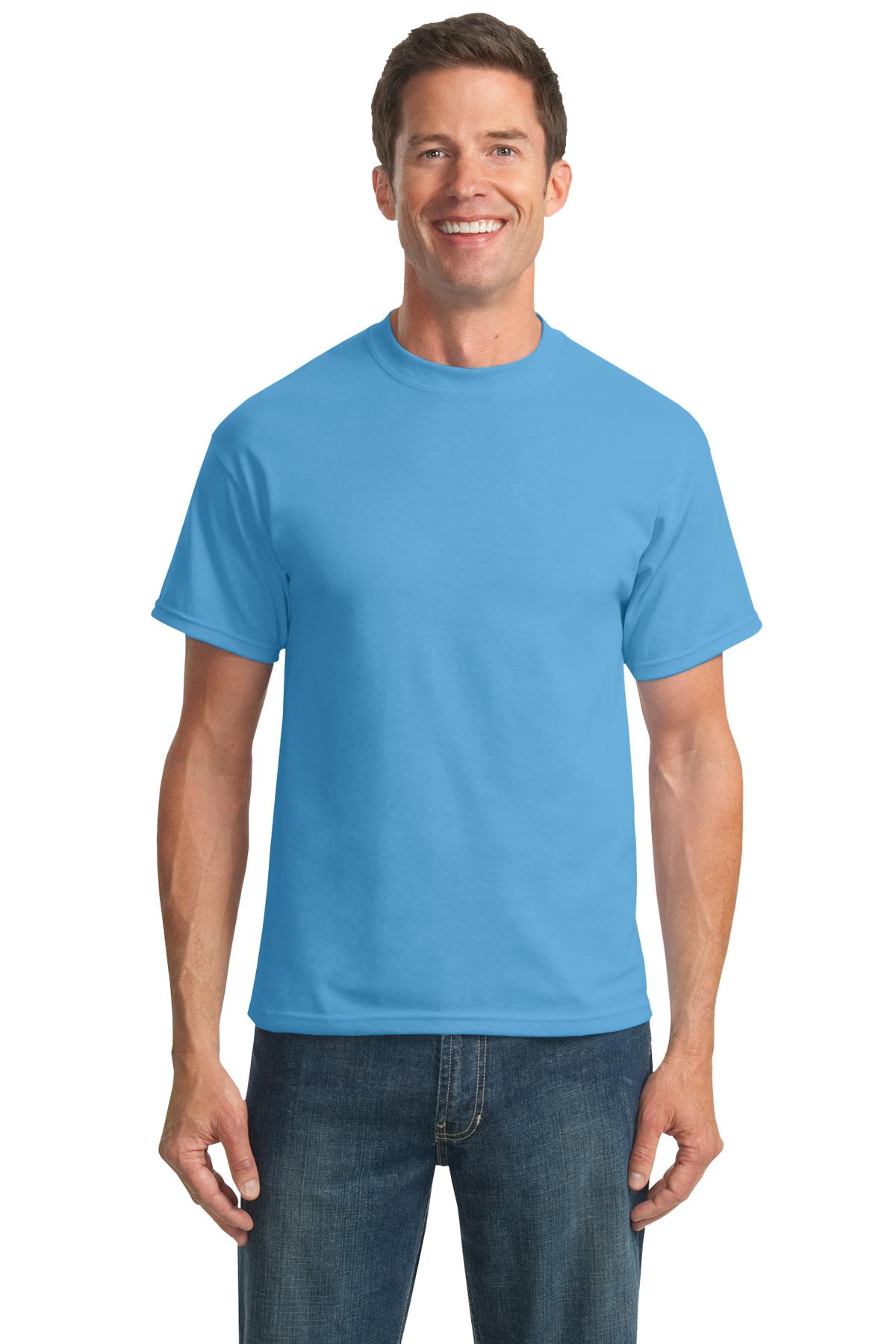 Front View of Aquatic Blue Port & Co Tall Core Blend Tee. PC55T - 4XLT