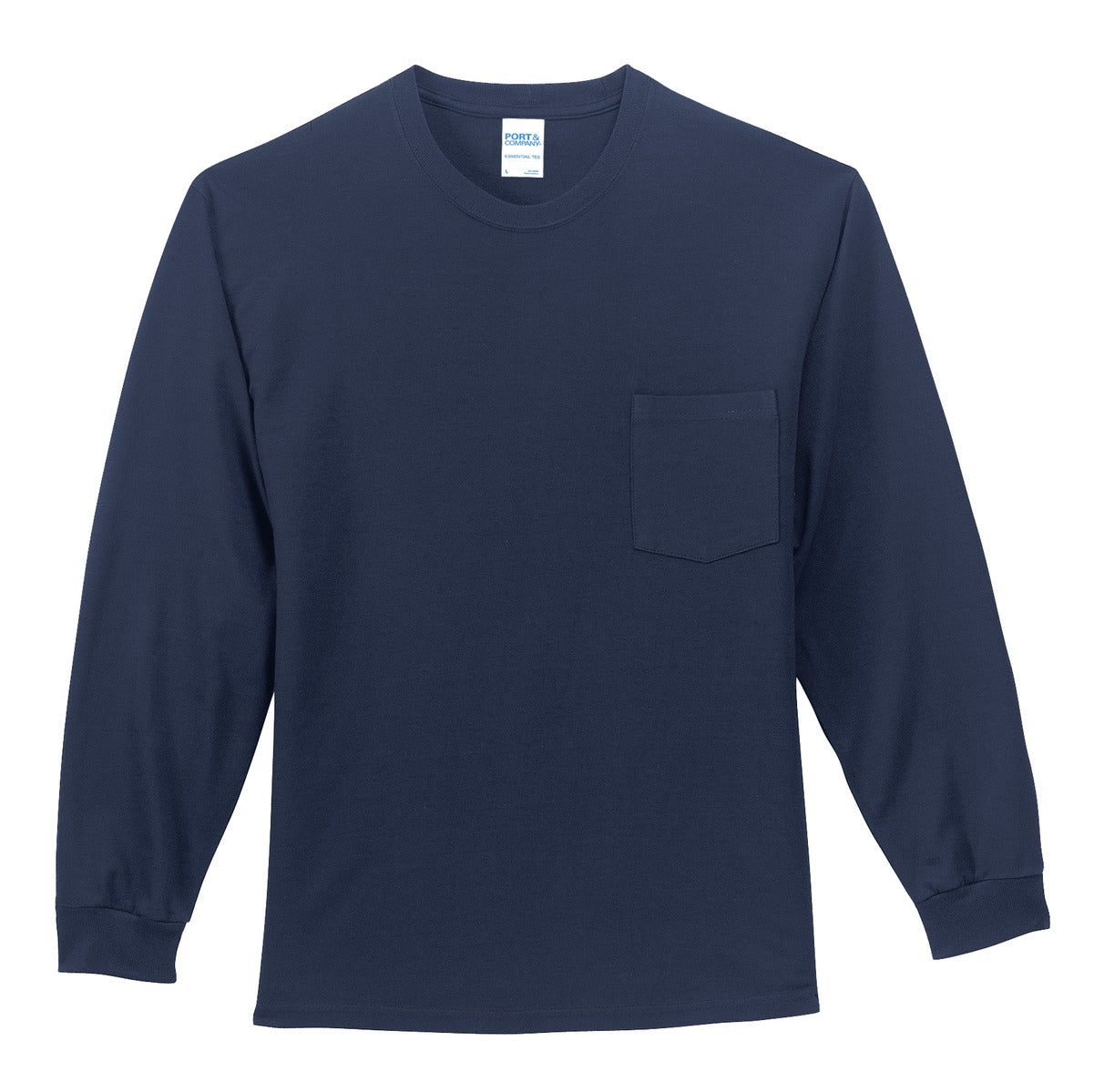 Port & Co Tall Long Sleeve Essential Pocket Tee. PC61LSPT