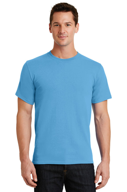 Front View of Aquatic Blue Port & Co Essential Tee. PC61 - S