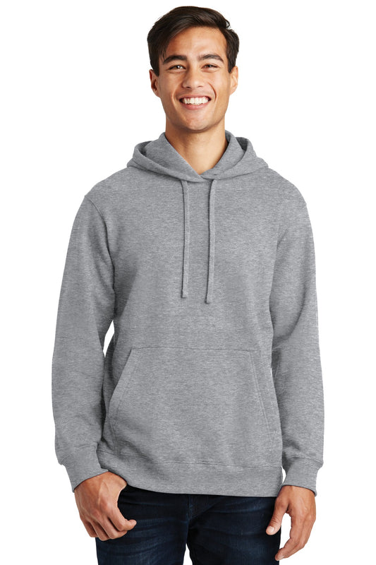 Front View of Athl Heather Port & Co Fan Favorite Fleece Pullover Hooded Sweatshirt. PC850H - XS