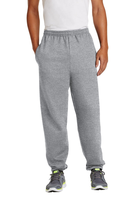 Front View of Athletic Hthr Port & Co Essential Fleece Sweatpant with Pockets. PC90P - XS