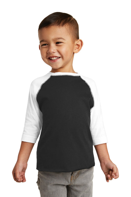 Front View of Black/White Rabbit Skins Toddler Baseball Fine Jersey Tee. RS3330 - 4T