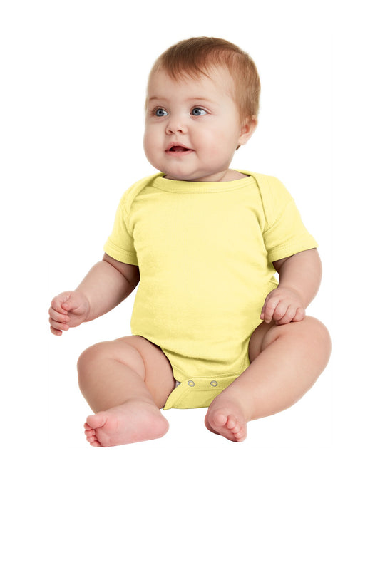 Front View of Banana Rabbit Skins Infant Short Sleeve Baby Rib Bodysuit. RS4400 - 18M