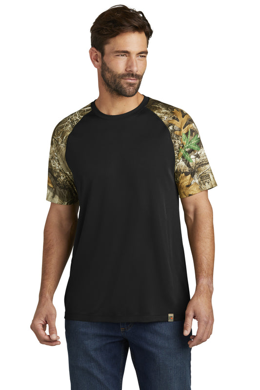 Front View of Blk/RTEdge Russell Outdoors Realtree Colorblock Performance Tee RU151 - XS
