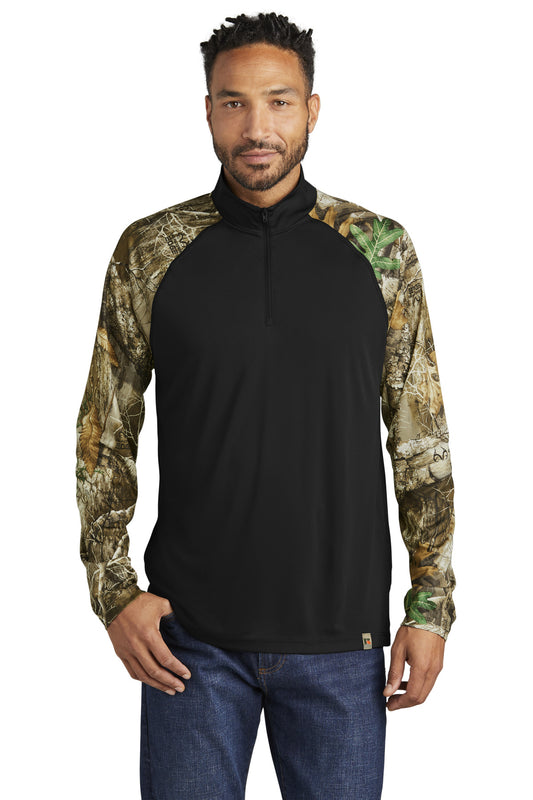 Front View of Blk/RTEdge Russell Outdoors Realtree Colorblock Performance 1/4-Zip RU152 - XS