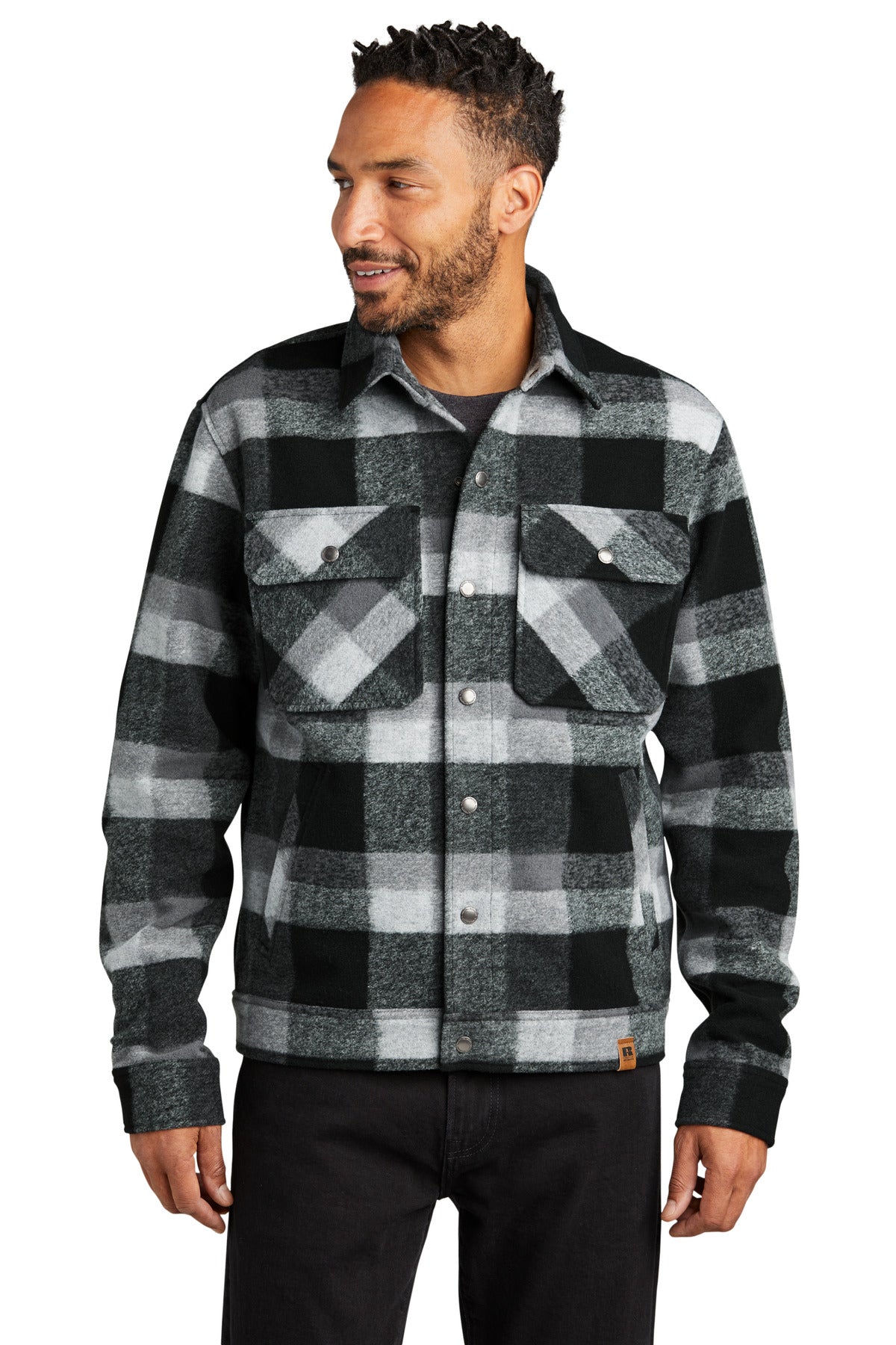 Front View of DpBlkPlaid Russell Outdoors Basin Jacket RU550 - XS