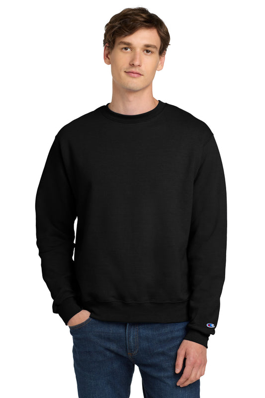 Front View of Black Champion Powerblend Crewneck Sweatshirt. S6000 - S