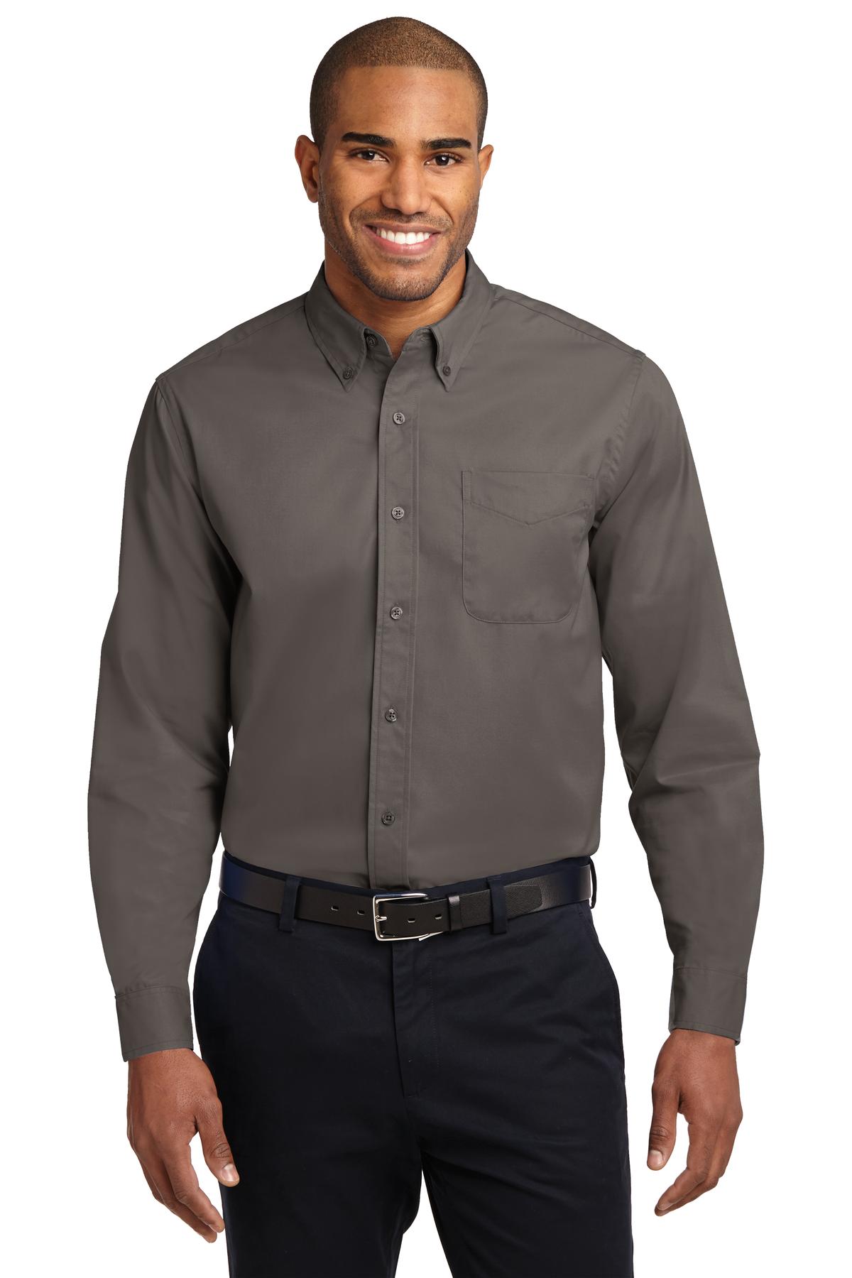Front View of Bark Port Authority Long Sleeve Easy Care Shirt S608 - XS