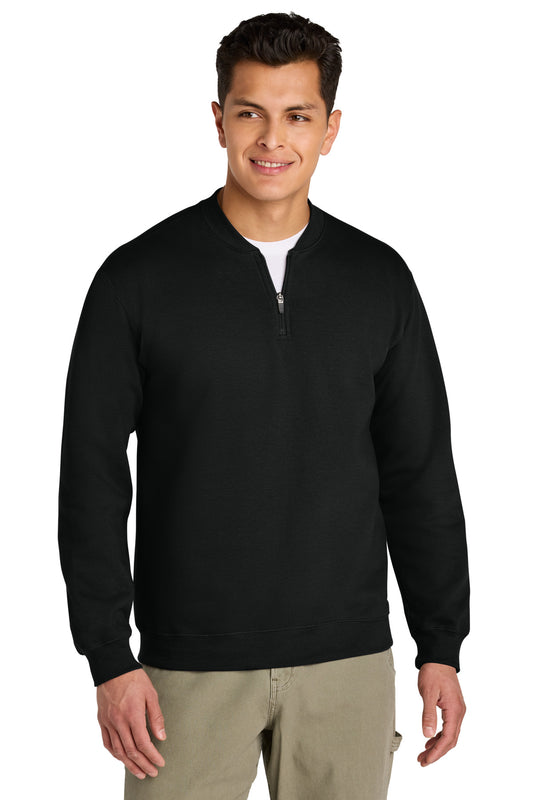 Front View of Black Gildan Softstyle Midweight Fleece 1/4-Zip SF008 - S
