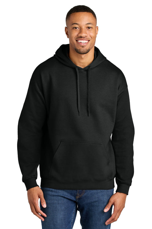 Front View of Black Gildan Softstyle Midweight Pullover Hooded Sweatshirt SF500 - S