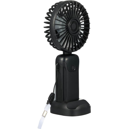 Front View of Black Rechargeable 100% RABS Personal LED Fan
