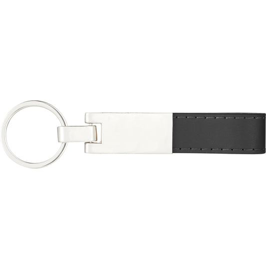 Black UltraHyde Silver Key Ring