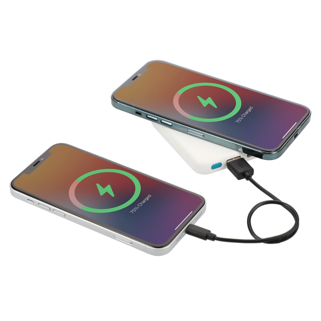 White Recycled ABS 3000 mAh Wireless Power Bank
