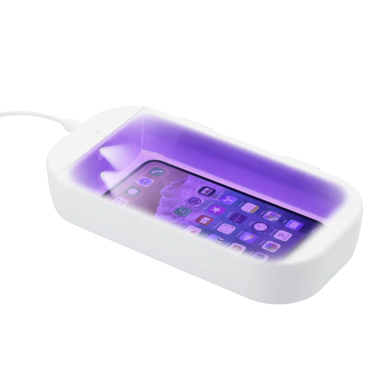 Front View of White UV Desktop Phone Sanitizer