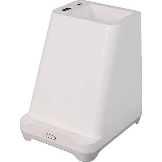 White Desk Mate Organizer with Bluetooth Speaker and Hub