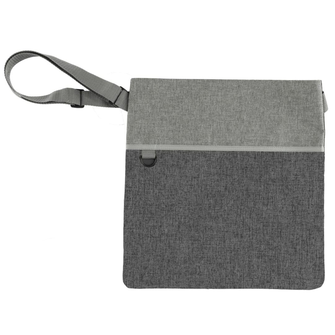 Front View of Gray Double Heather RPET Crossbody Tote