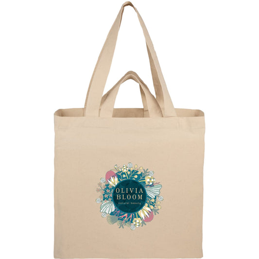 Front View of Natural Organic 6oz Cotton Dual Carry Tote