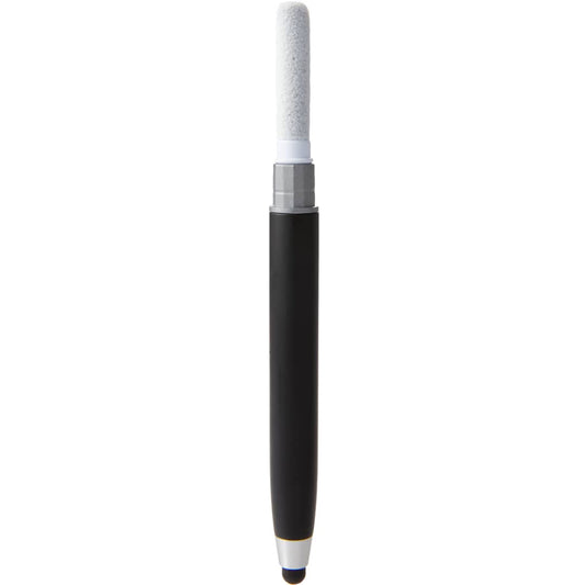 Front View of Black 3-in-1 Tech Cleaning Stylus Gel Pen