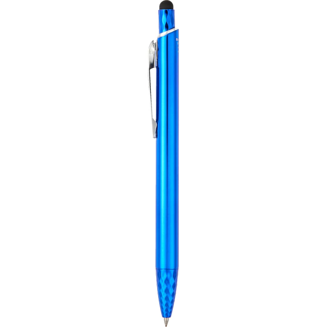 Front View of Black Brite Recycled Aluminum Gel Stylus Pen