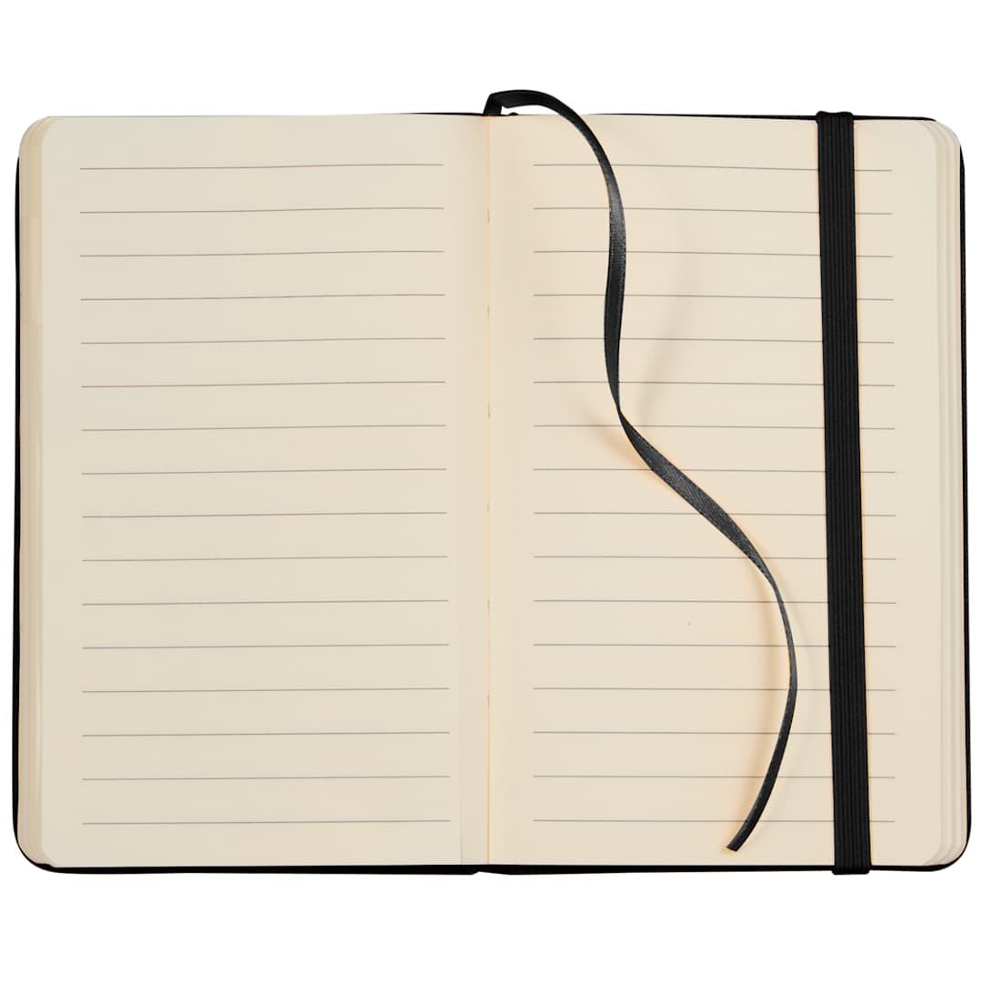 Front View of Black 3.5" x 5.5" Recycled PET Pocket Bound Journal