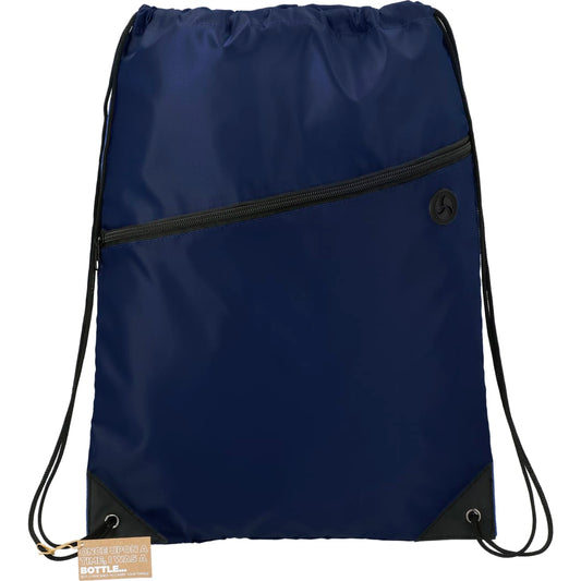 Front View of Black Robin RPET Drawstring Bag