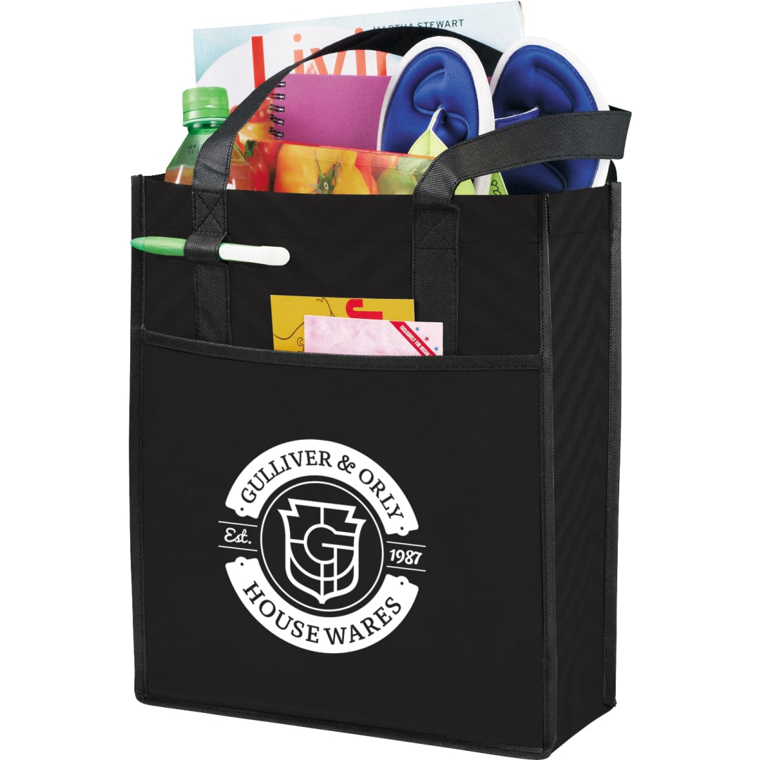 Printed Chevron Non-Woven Shopper Tote