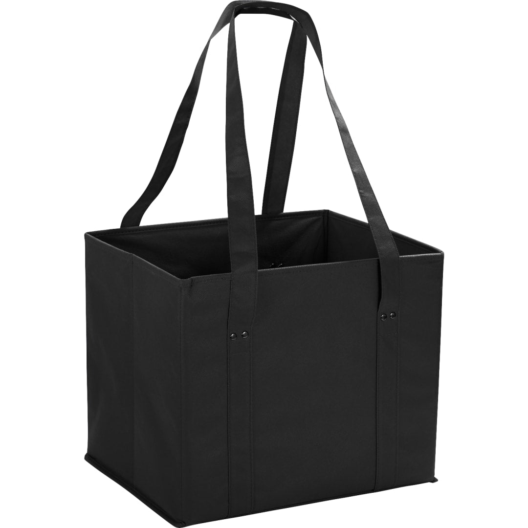 Front View of Black Collapsible Cube Storage Tote