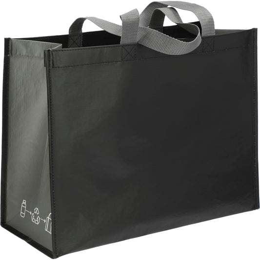 Front View of Black RPET Laminated Matte Shopper Tote