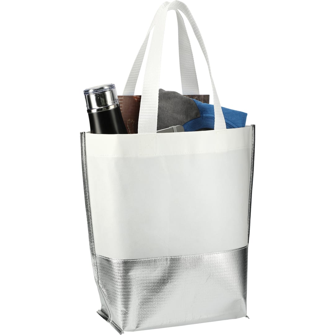 Large Laminated Metallic Bottom Tote