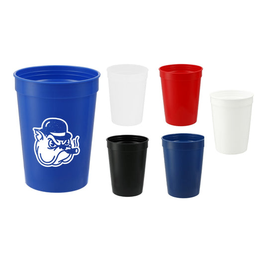 Front View of Blue Solid 12oz Stadium Cup