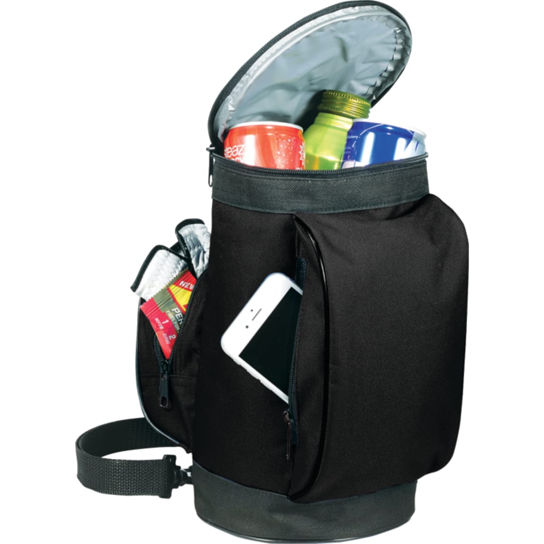 Front View of Black Golf Bag 6-Can Event Cooler