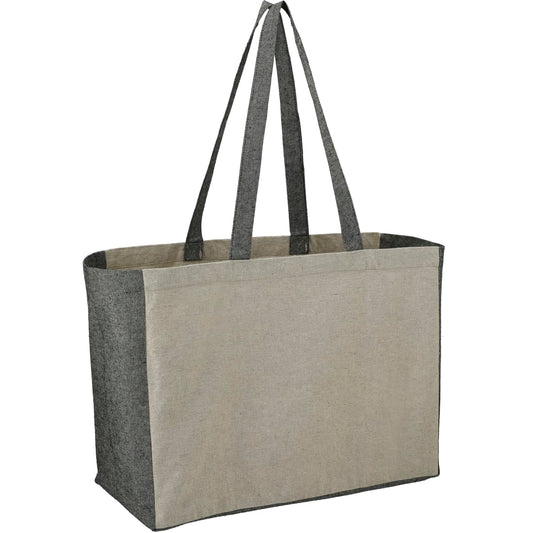 Front View of Natural Recycled Cotton Contrast Side Shopper Tote