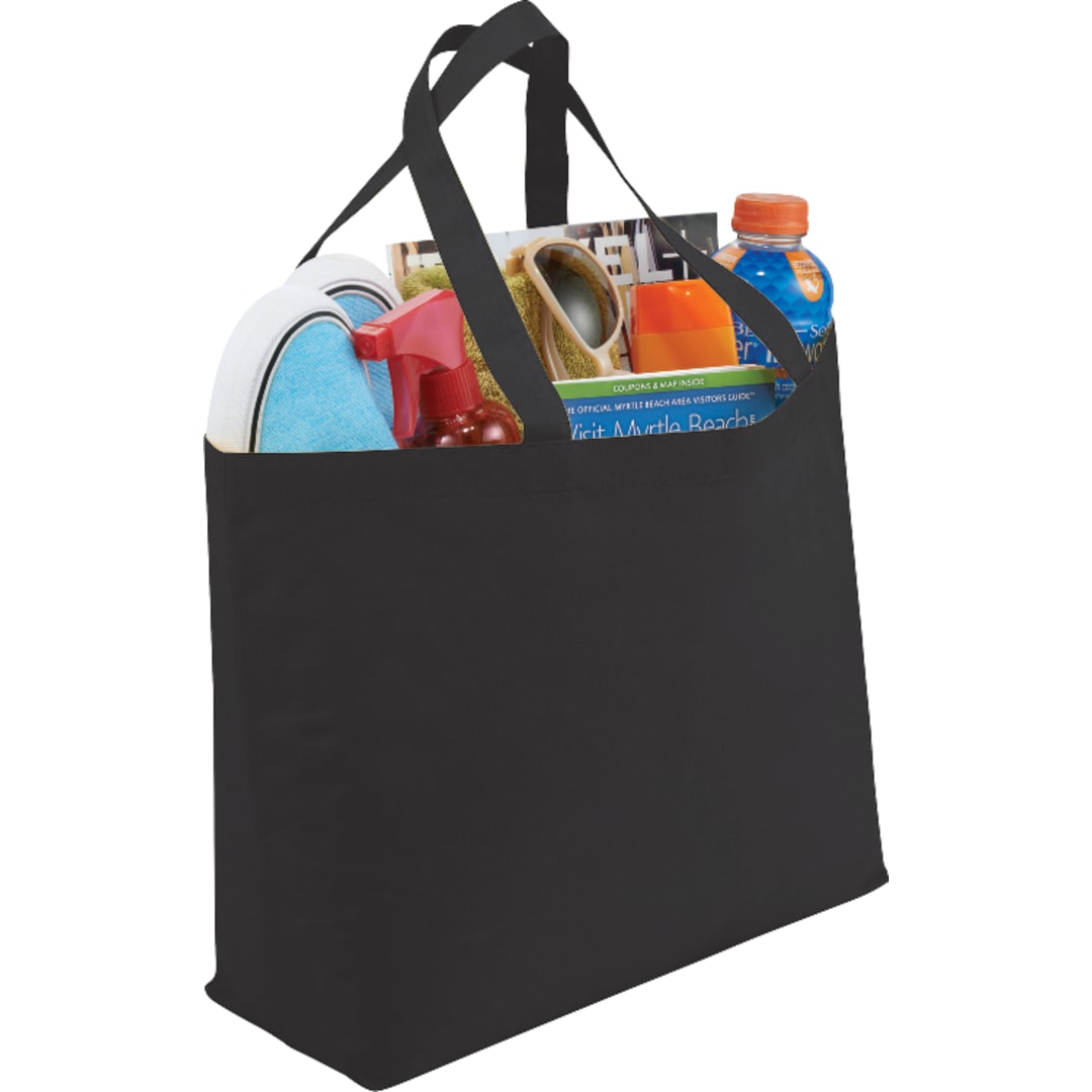Front View of Black Big Boy Non-Woven Shopper Tote