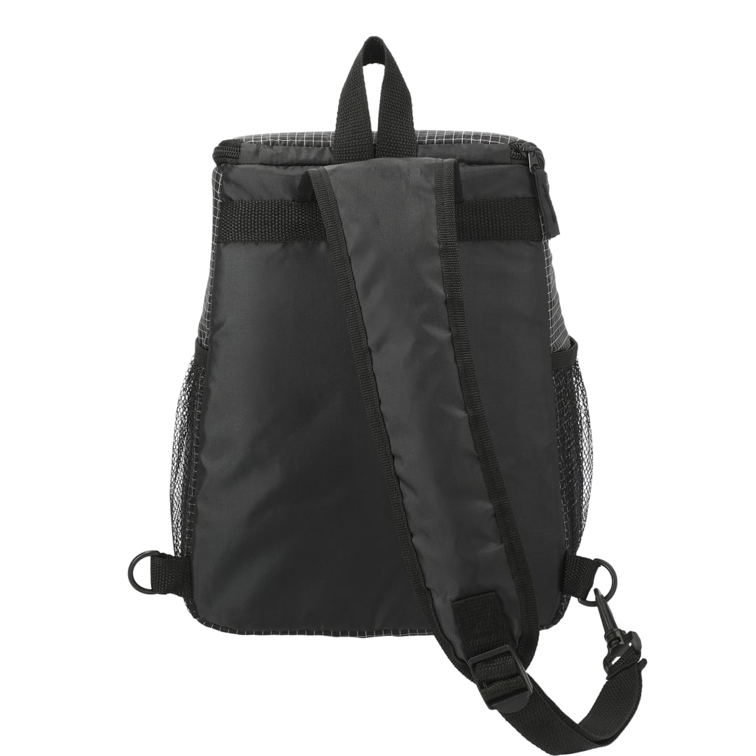Front View of Black Grid Sling 12 Can Cooler