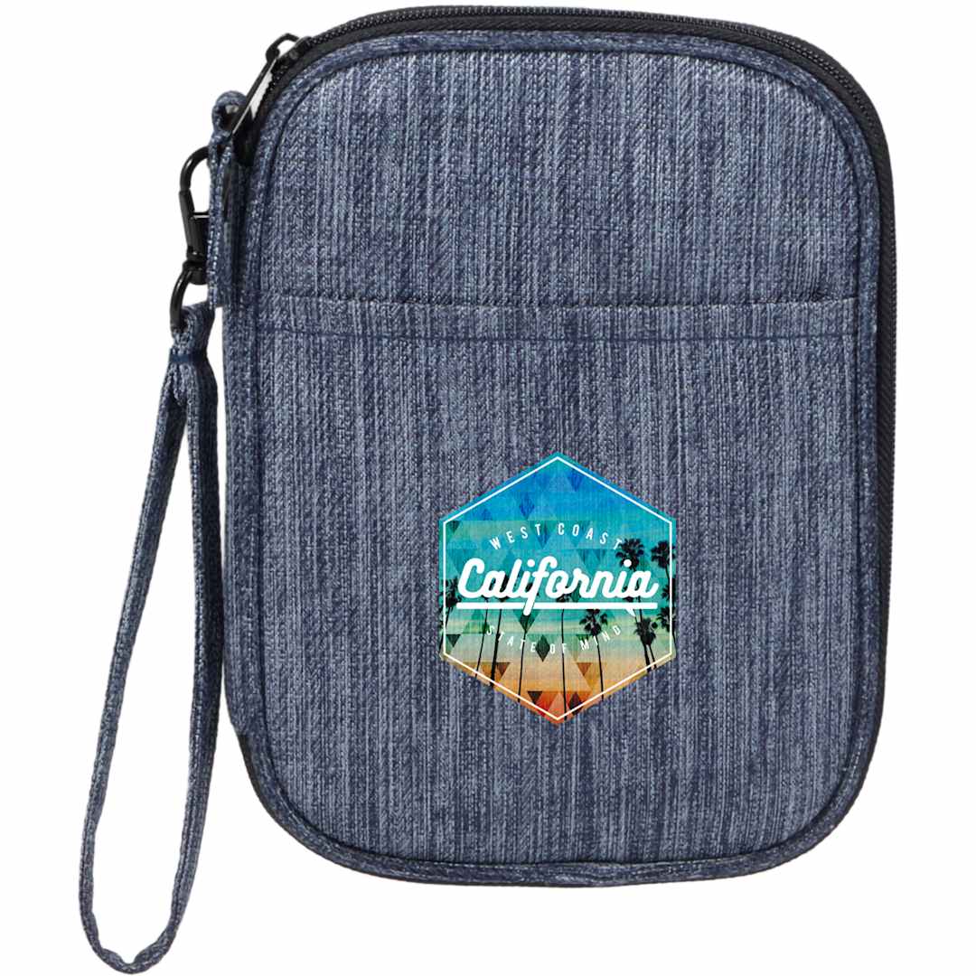 Front View of Blue The Goods 2.0 Recycled Travel Wallet