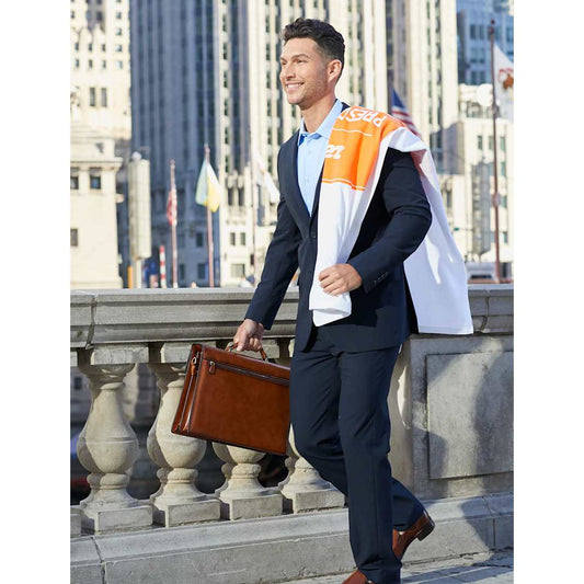 Front View of White "Fiji" Standard Weight Beach Towel