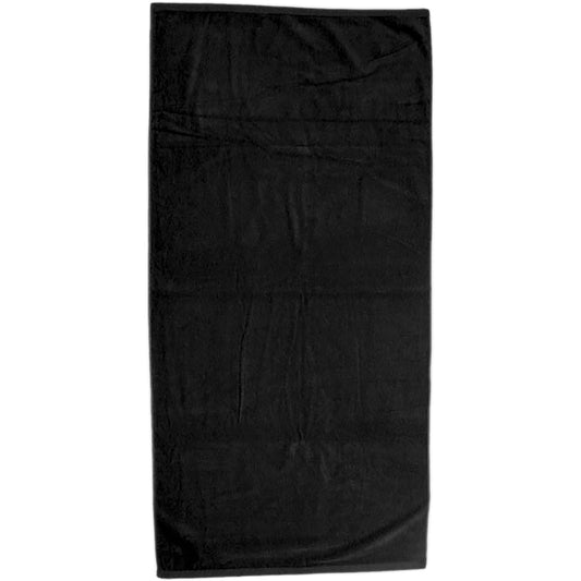 Front View of Black Basic Weight Colored Beach Towel