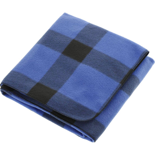 Front View of Blue Buffalo Plaid Fleece Blanket