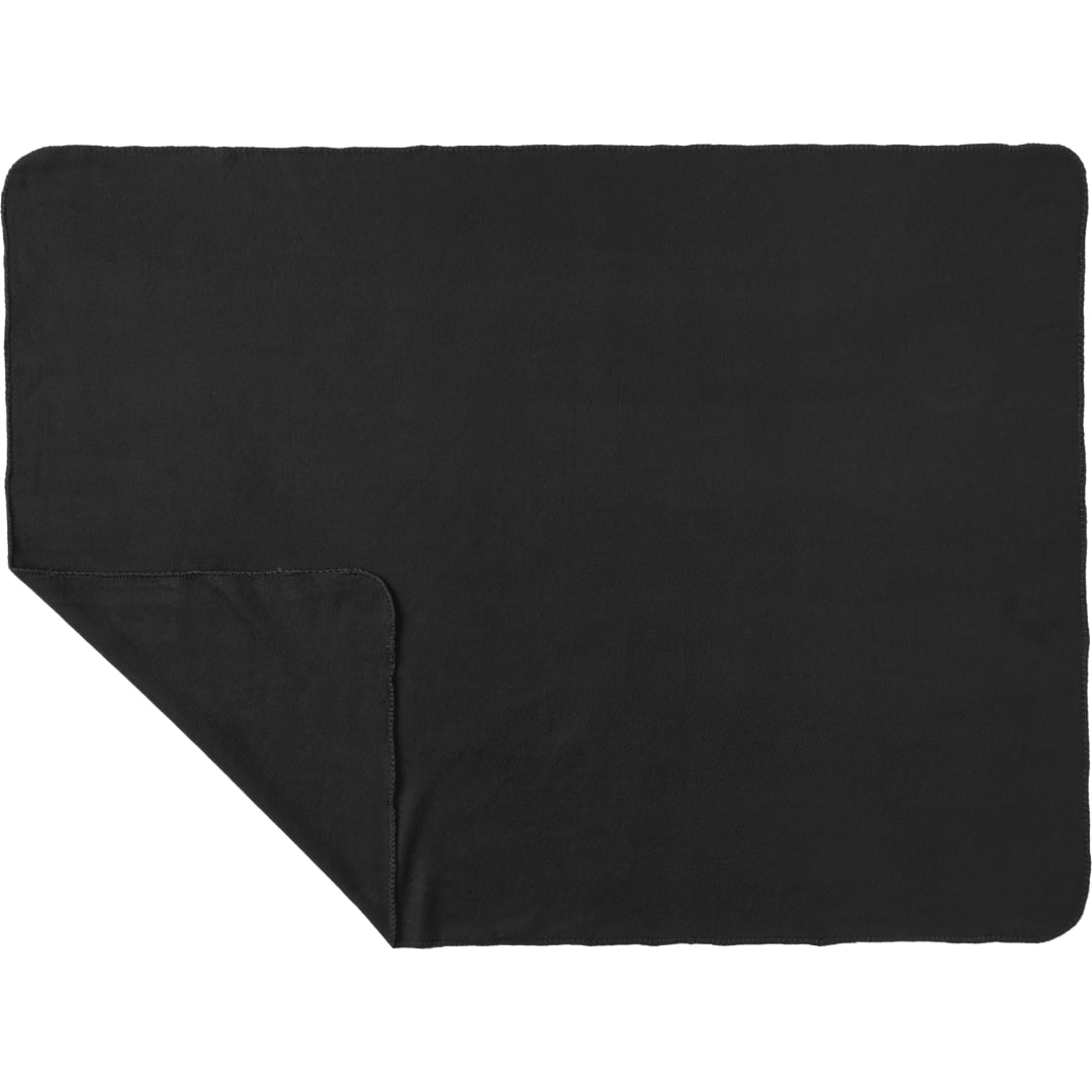 Front View of Black 100% Recycled PET Fleece Blanket