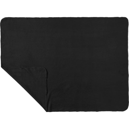 Front View of Black 100% Recycled PET Fleece Blanket