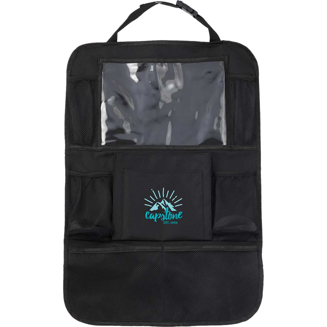 Front View of Black Recycled Back Seat Car Organizer