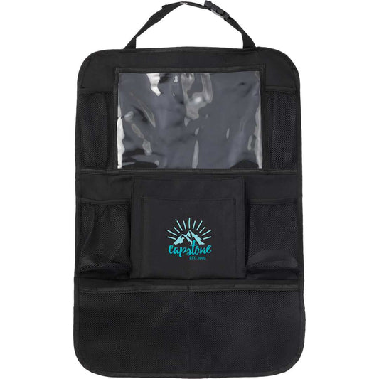Front View of Black Recycled Back Seat Car Organizer