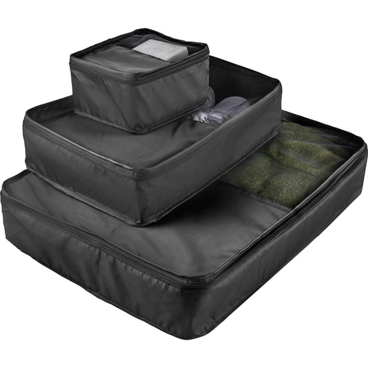 Front View of Black Packing Cubes 3pc Set