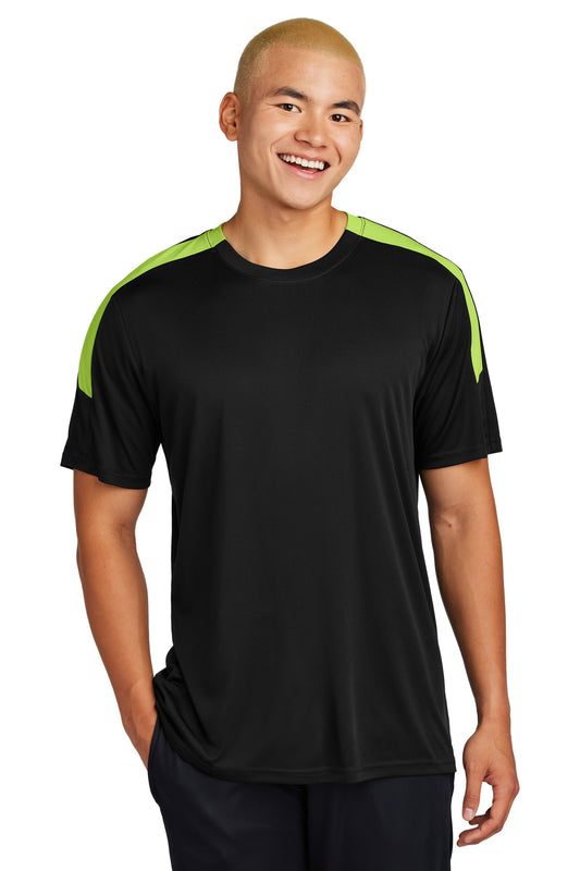 Front View of Blk/LmShk Sport-Tek Competitor United Crew ST100 - XS