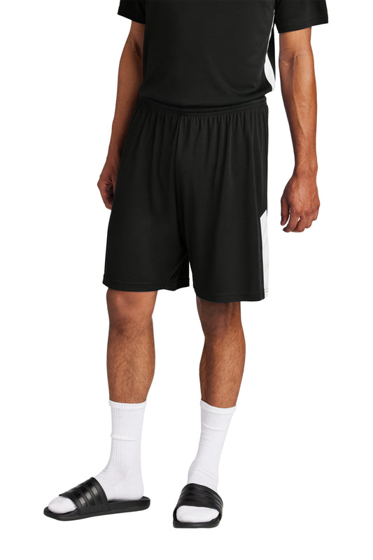 Front View of Blk/White Sport-Tek Competitor United 7" Short ST103 - XS