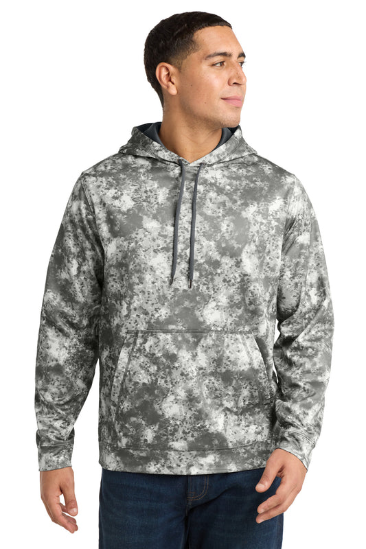 Front View of Dark Smoke Gry Sport-Tek Sport-Wick Mineral Freeze Fleece Hooded Pullover. ST230 - XS